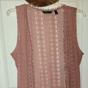 Wonder pink lace vest, sz L Never worn/no wear